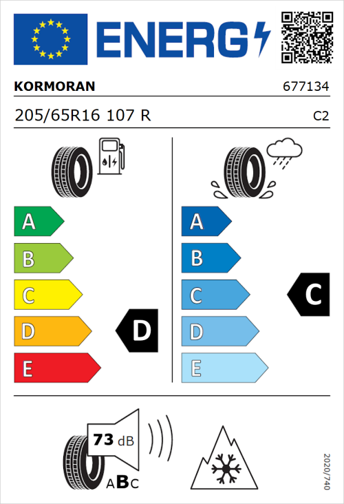Tyre Label for Kormoran Vanpro Winter 205/65R16 107R